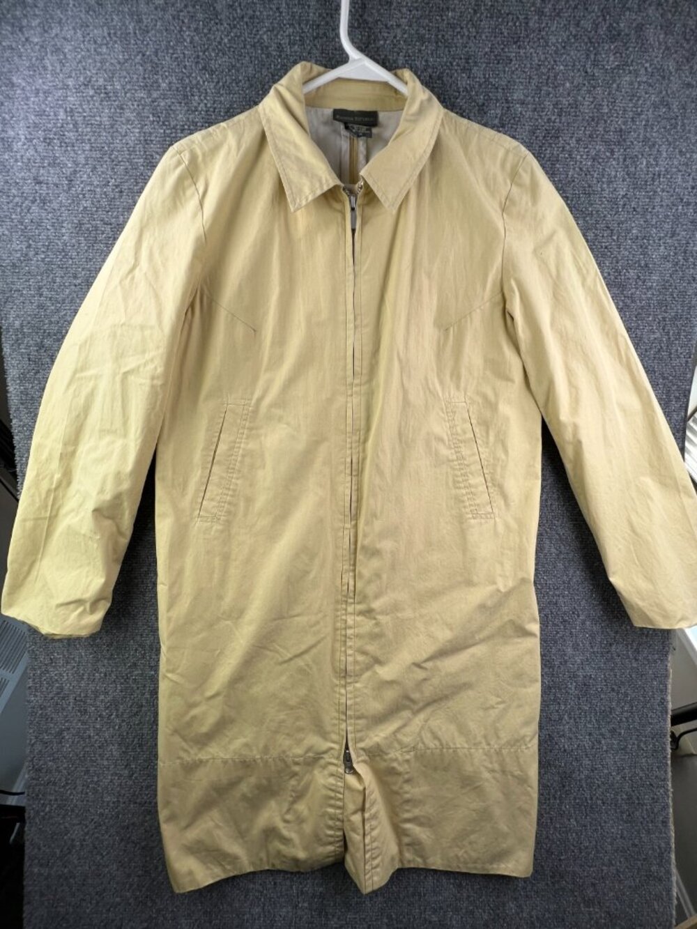 Banana Republic Long Water Resistant Jacket Sz Small Yellow Lined Water Wind